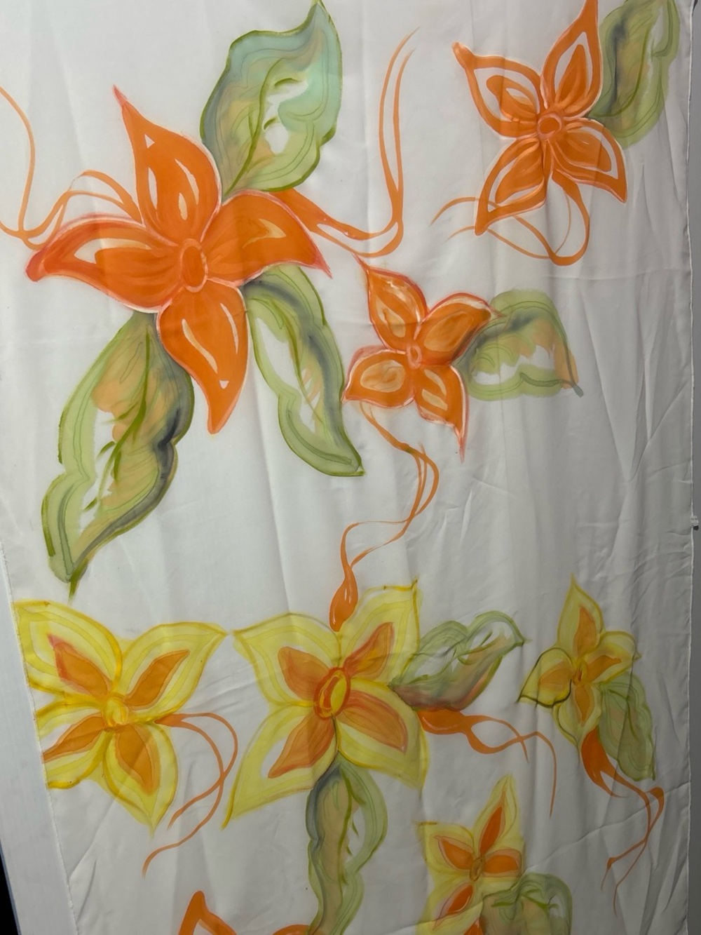 Women's Floral Orange & Yellow Scarf Wrap
